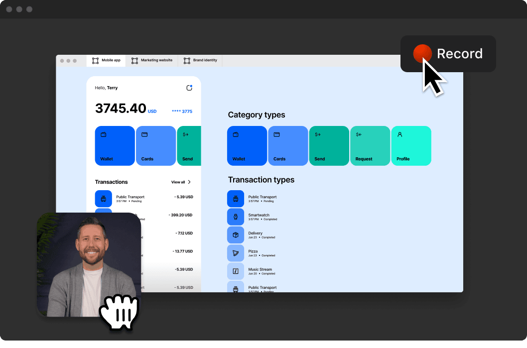 Airtime screen recorder UI